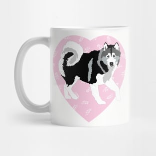 Husky Dog Love Pink Heart Mug